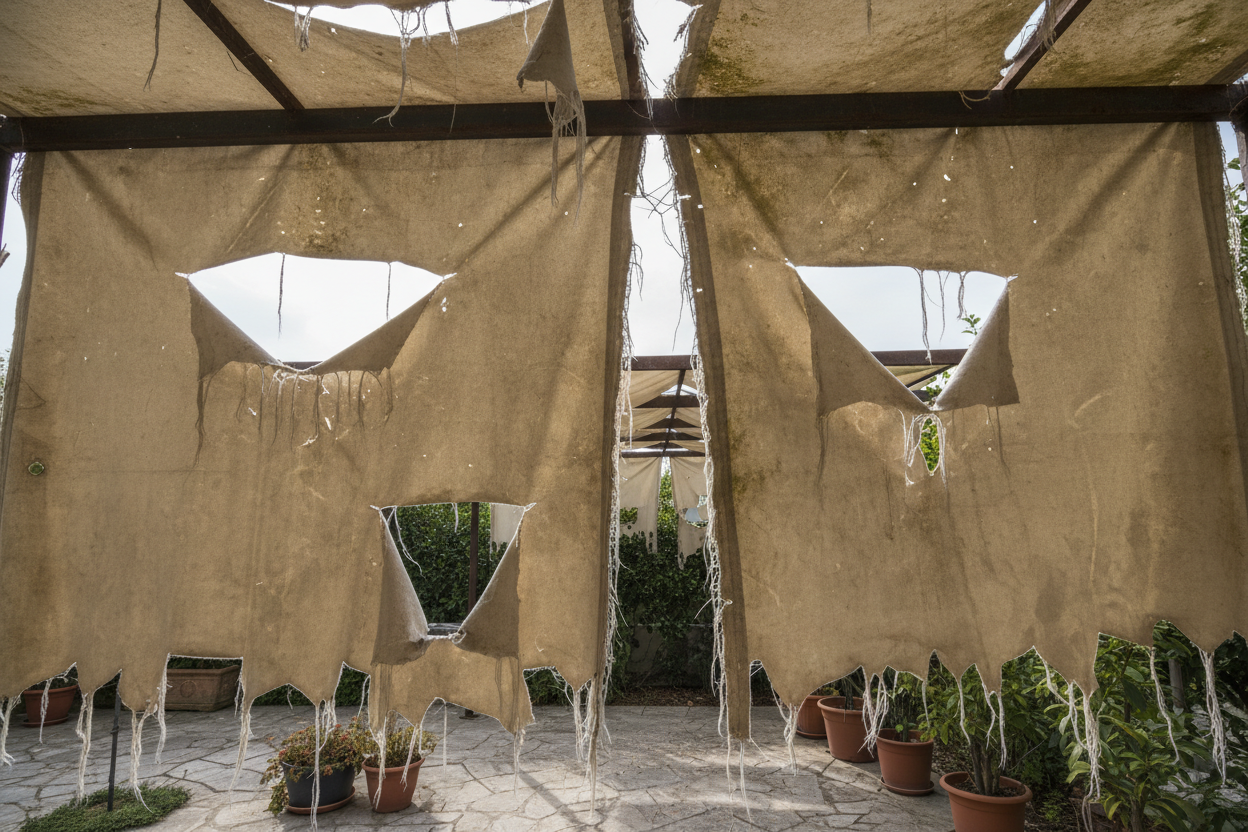toile de pergola déchirée